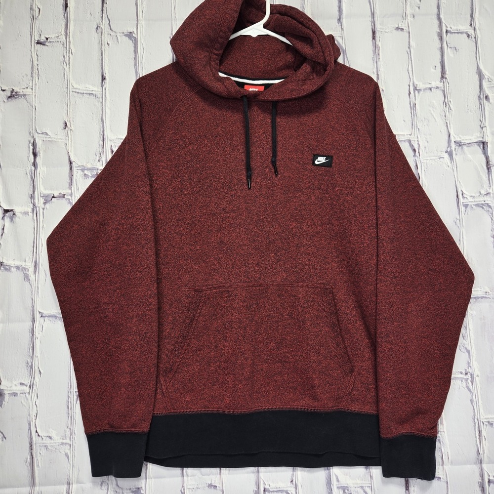 VTG Nike Hoodie Mens L Red Swoosh‎ Sweater Sweatshirt Jacket Hooded Y2K RED TAG